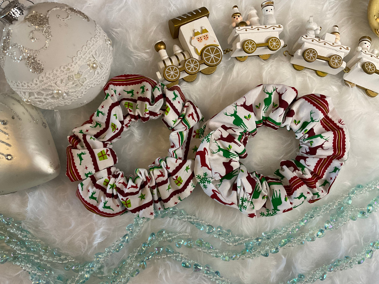 Reindeers And Gifts Christmas Hair Scrunchies