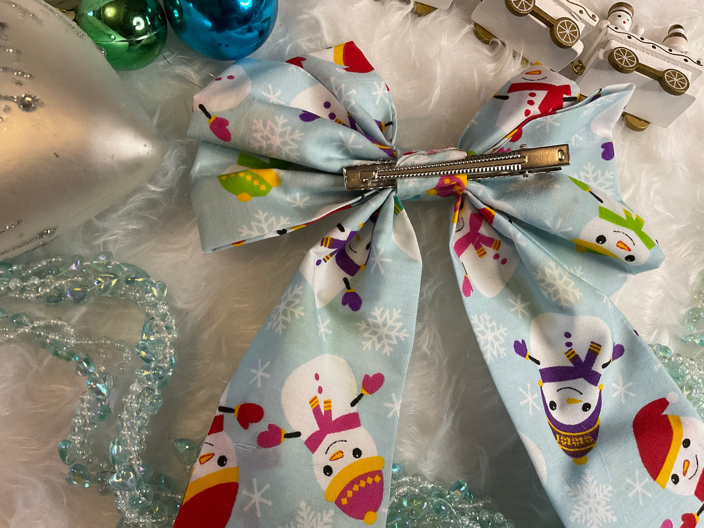 The Christmas Snowman Hair Bow Clip