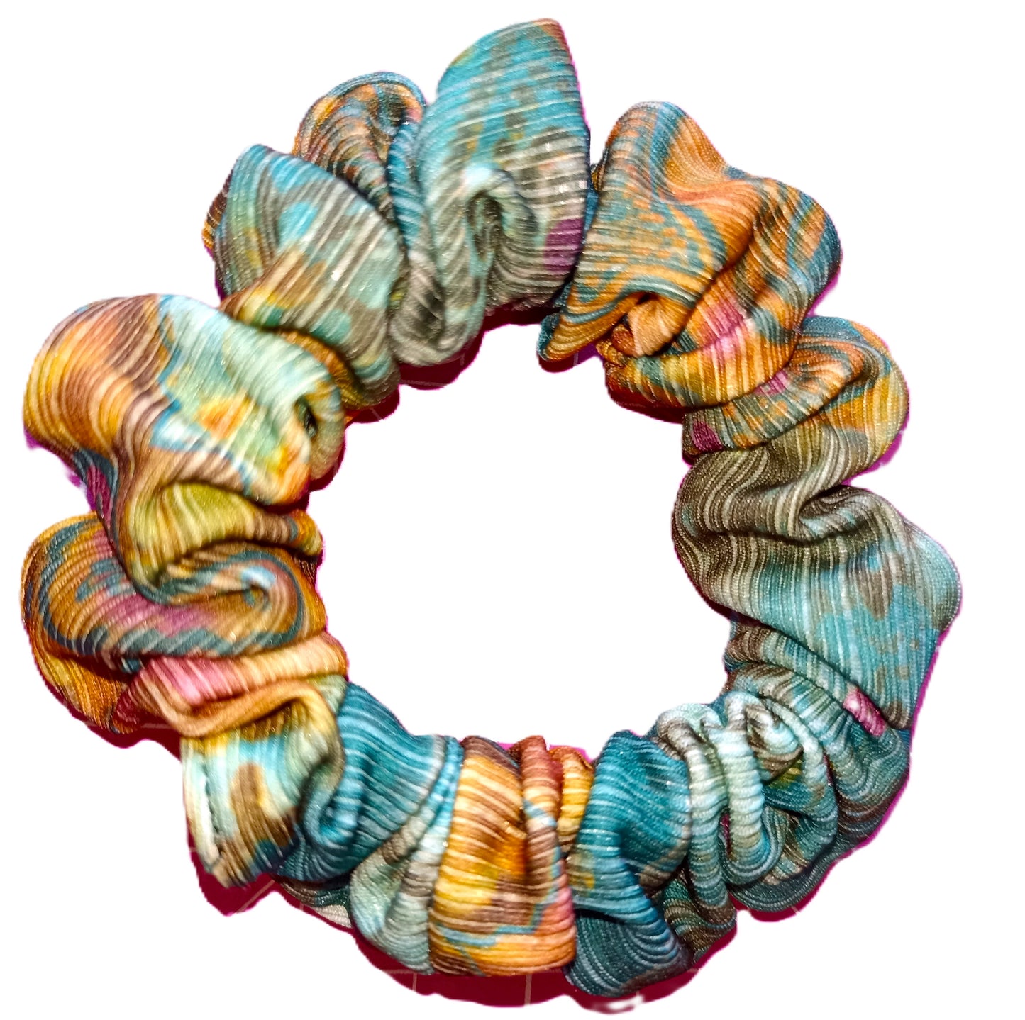 Green Patterned Soft Stretch Hair Scrunchies