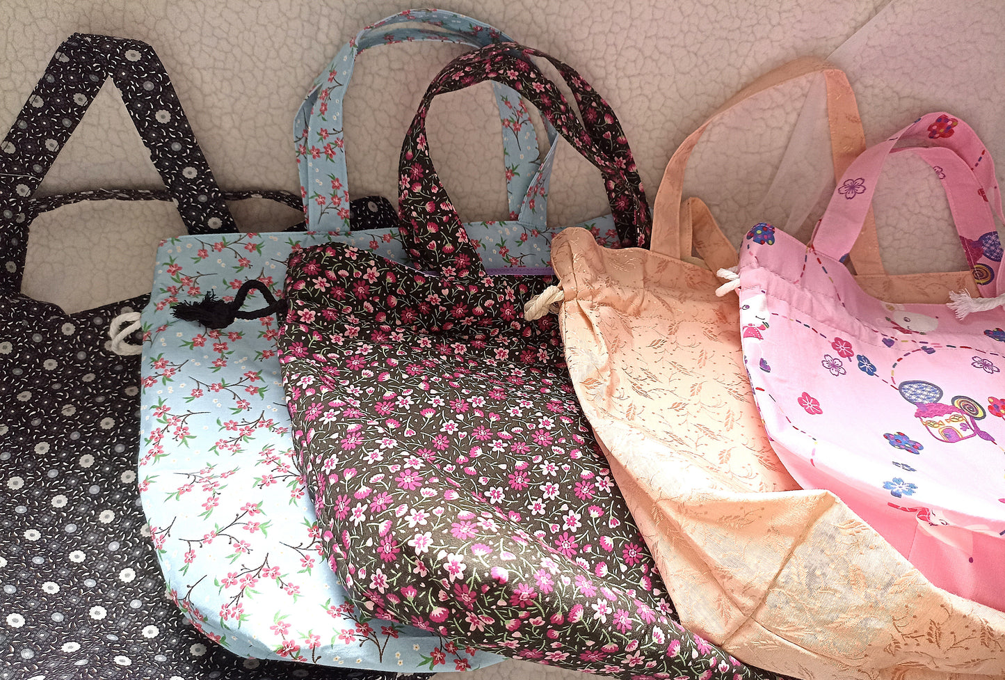 Apricot Drawstring Bag Unique Durable Gift For Her Sustainable Fashionable Fully Lined With Inside Pocket