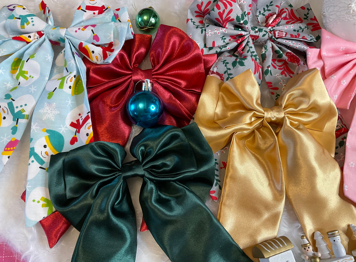 Bottle Green Satin Bow Hair Clip