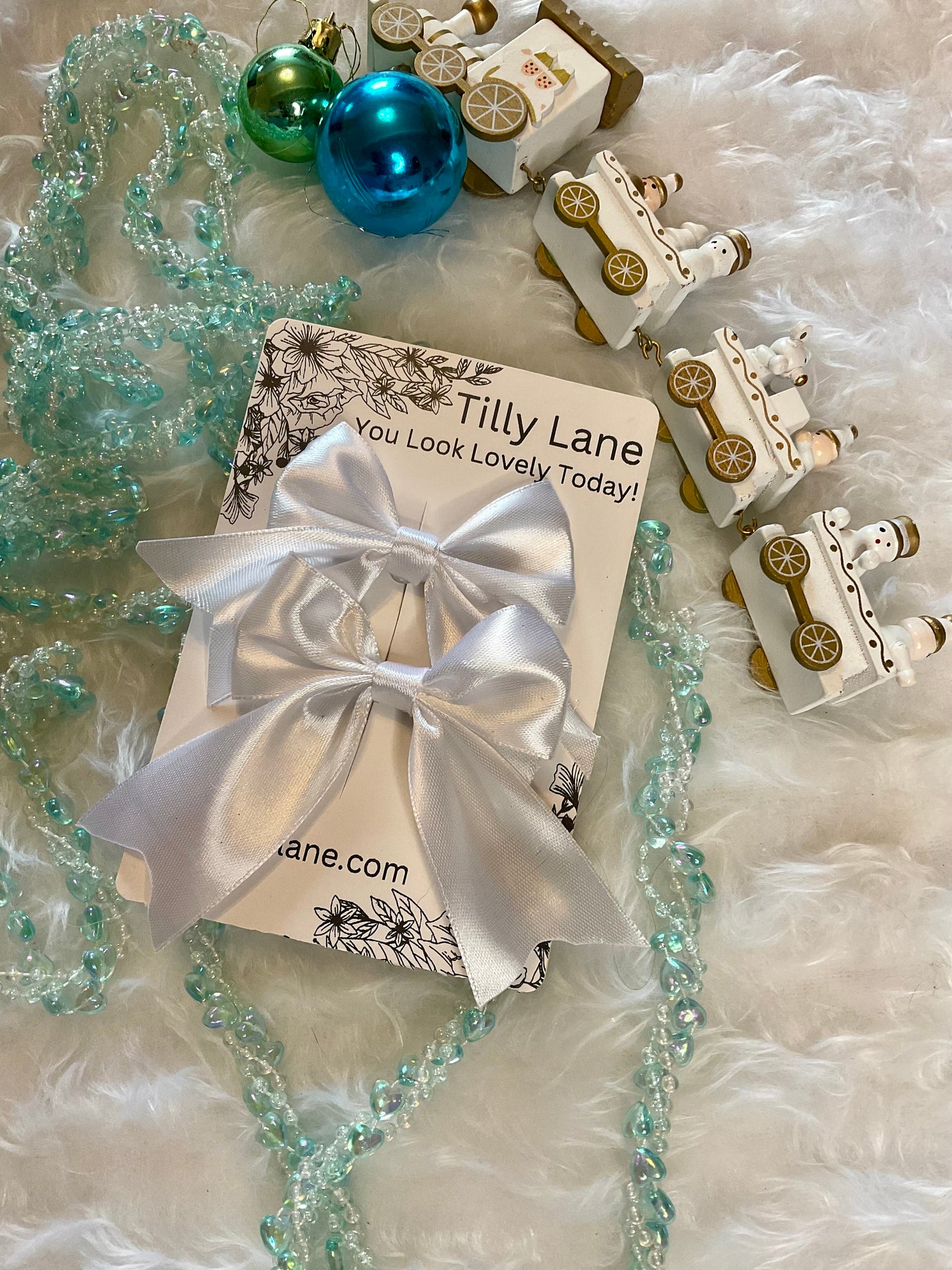 White Satin Ribbon Pack Of Two Bow Hair Clip