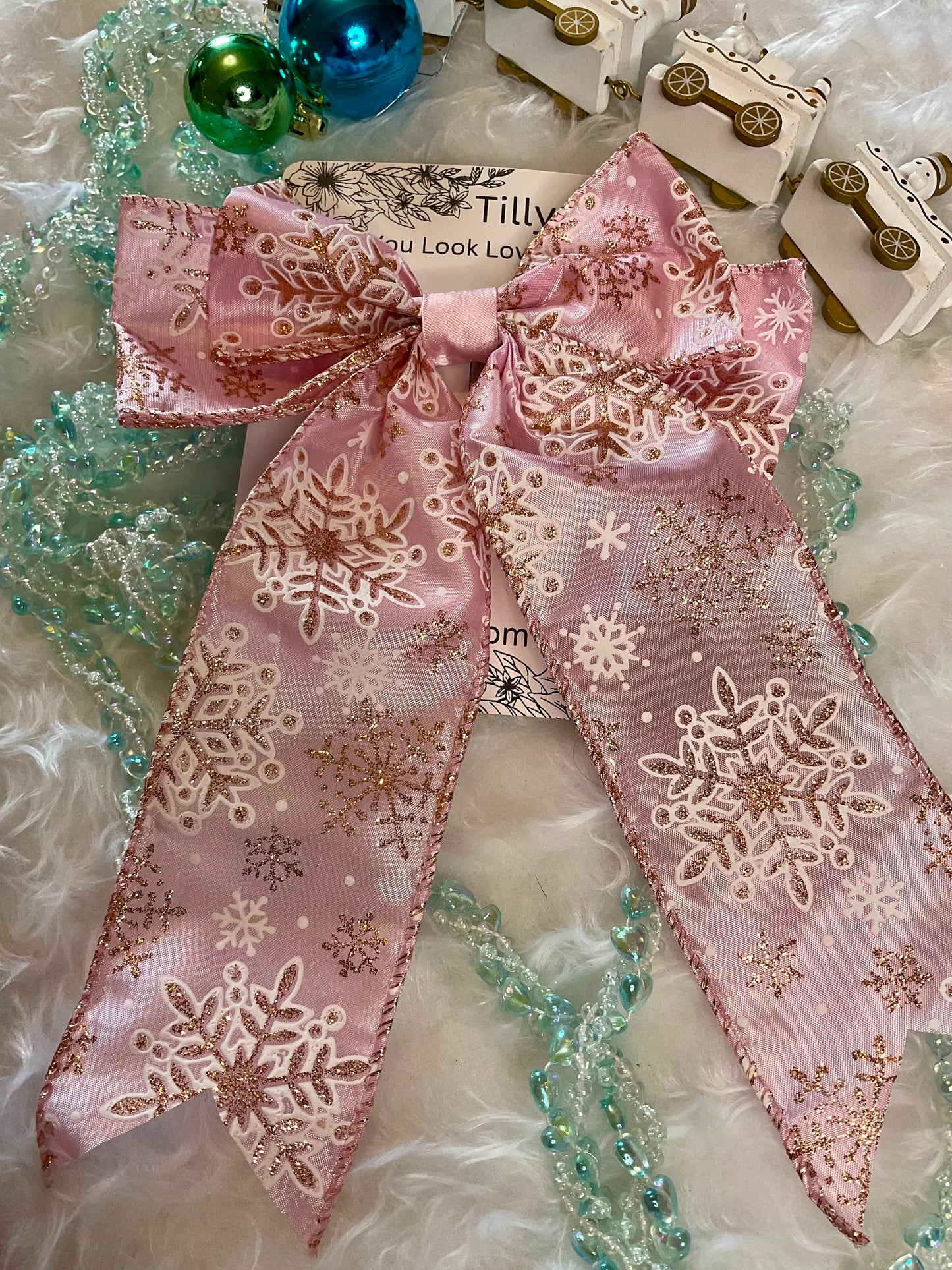 Christmas Winter Snowflakes Wired Bow Hair Clip