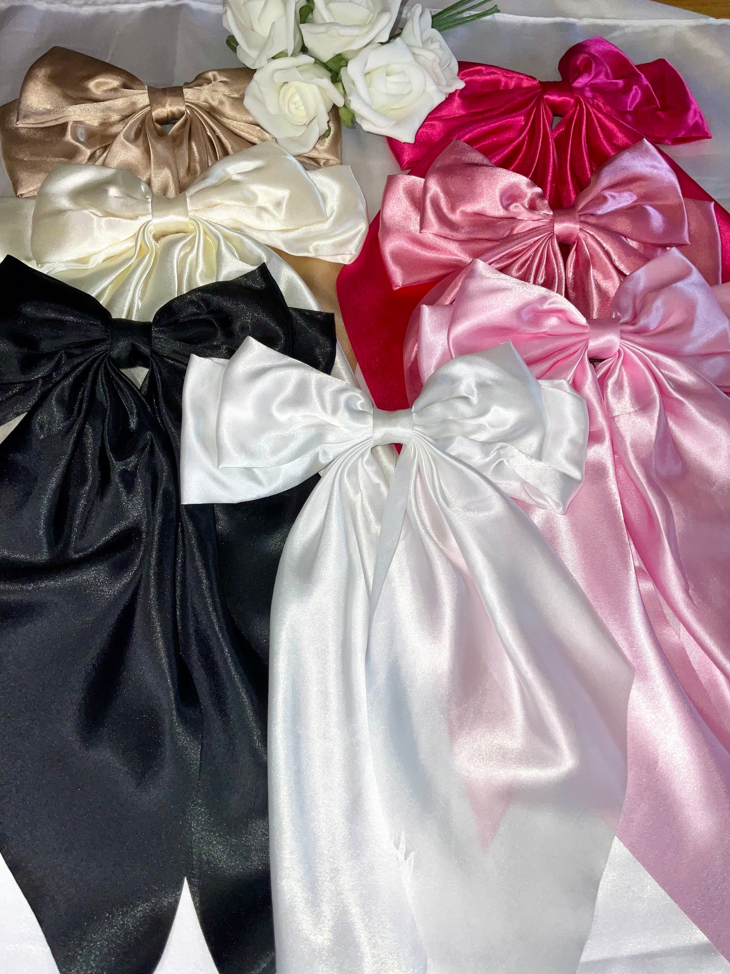 Black Oversized Satin Bow Hair Clip