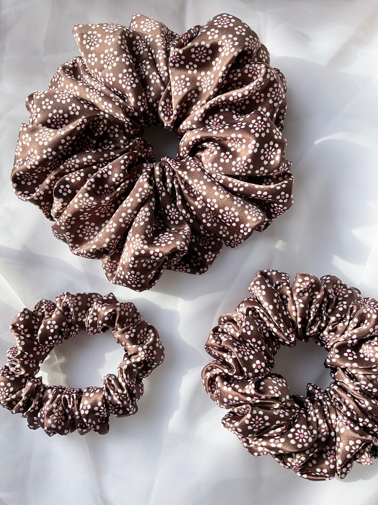 The Hallie Satin Hair Scrunchies