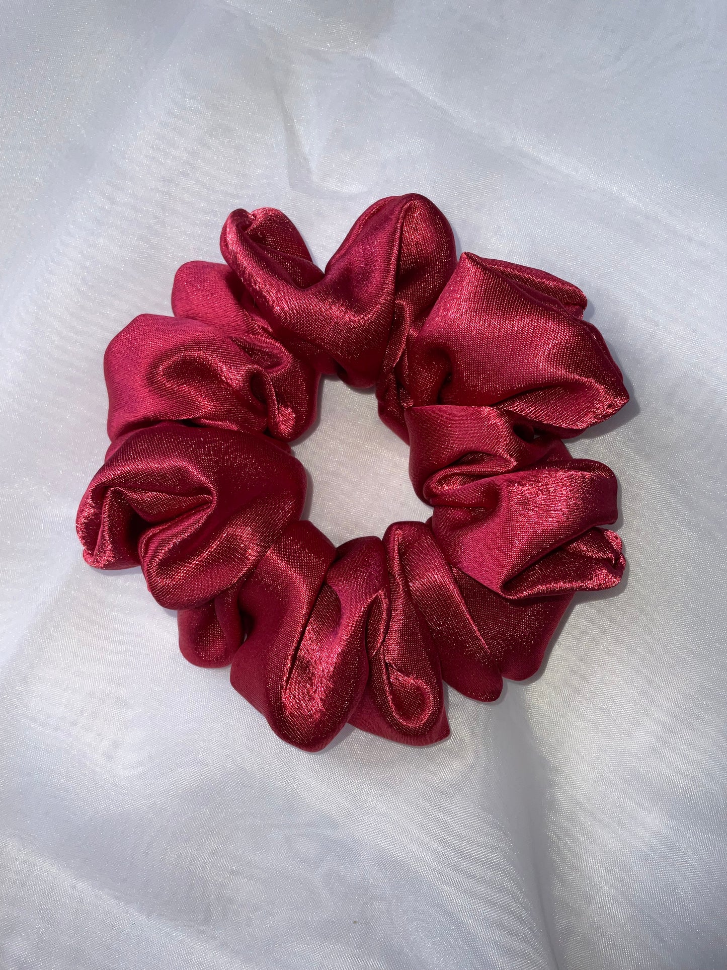 The Belle Red Satin Hair Scrunchies