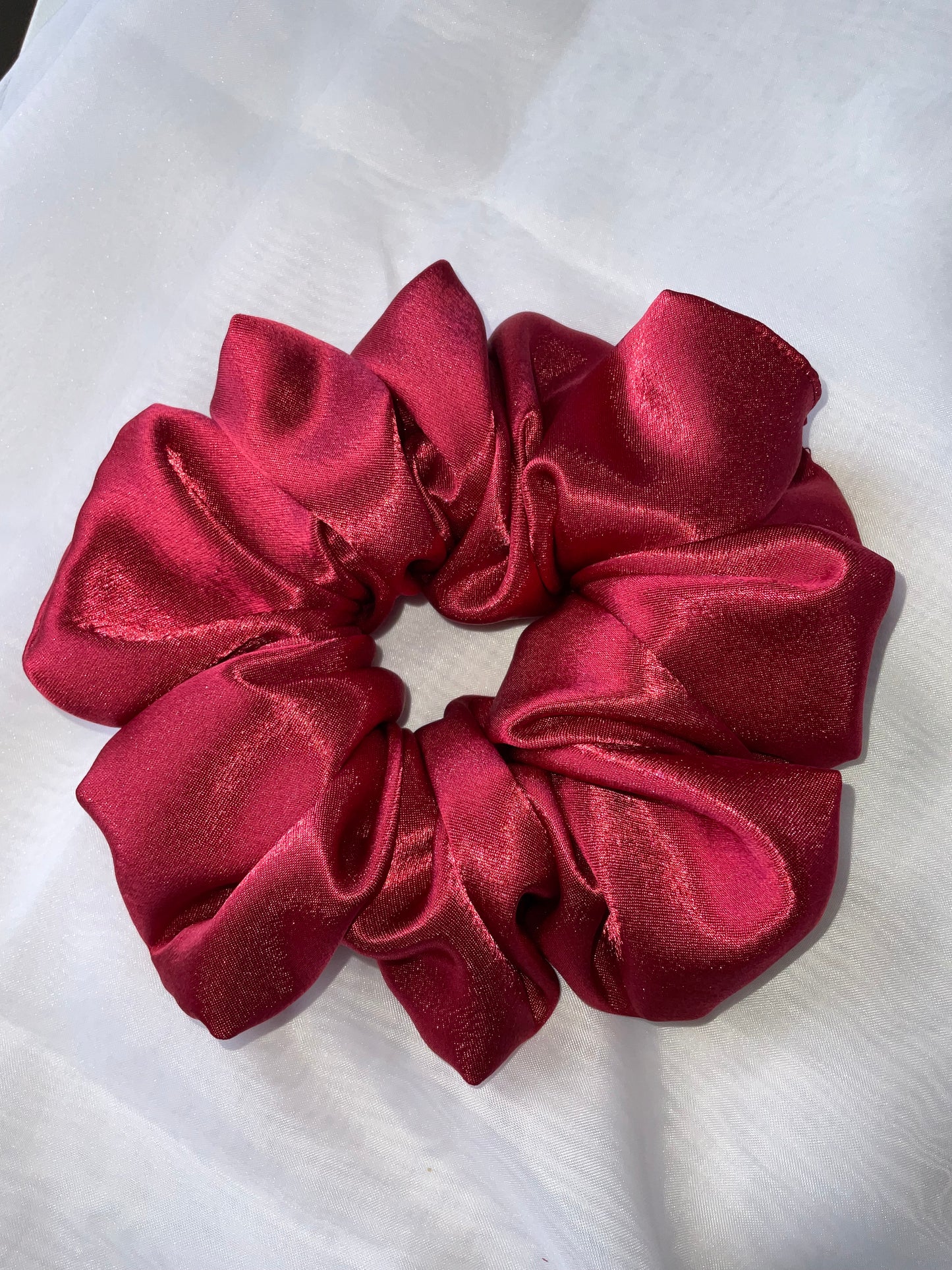 The Belle Red Satin Hair Scrunchies