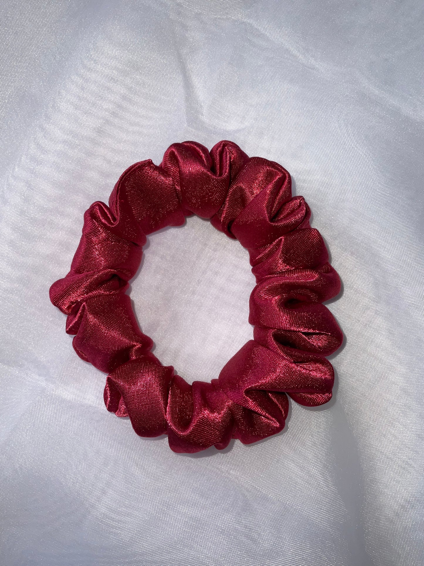 The Belle Red Satin Hair Scrunchies