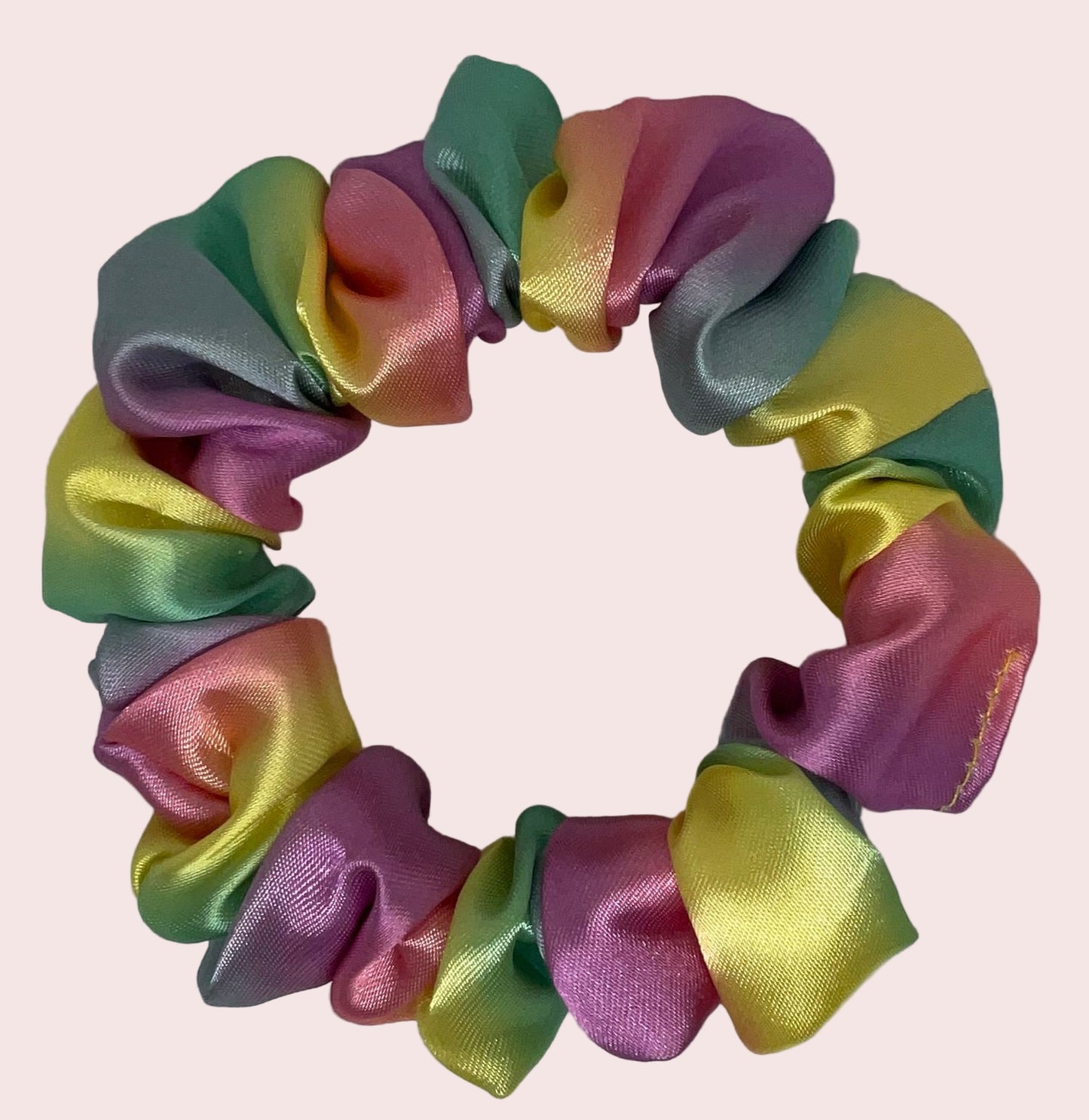 The Rainbow Satin Hair Scrunchies