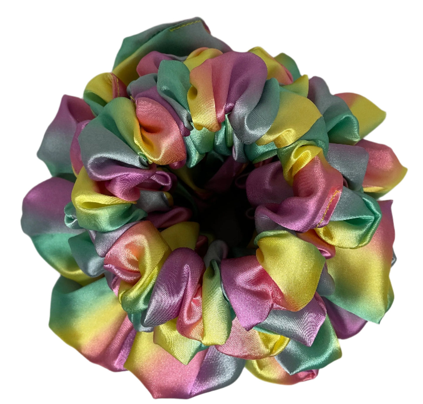 The Rainbow Satin Hair Scrunchies