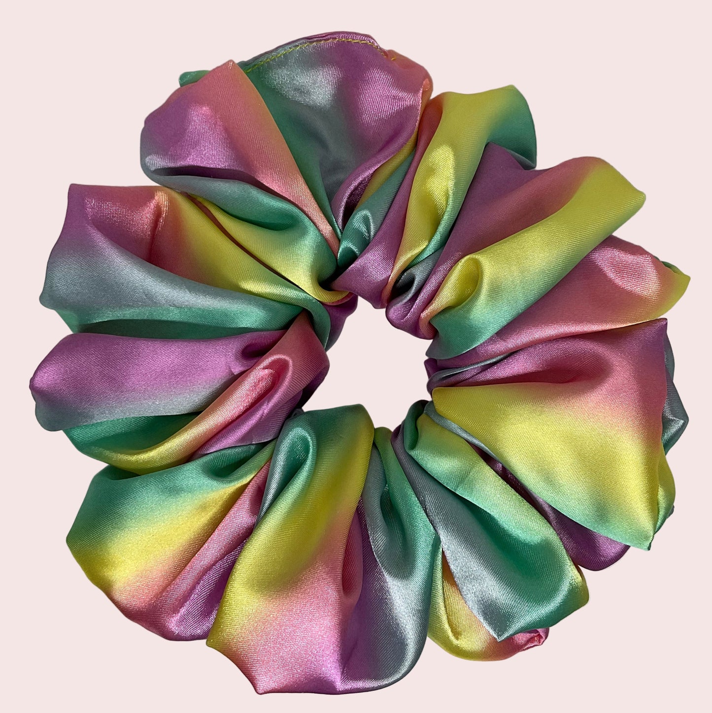The Rainbow Satin Hair Scrunchies