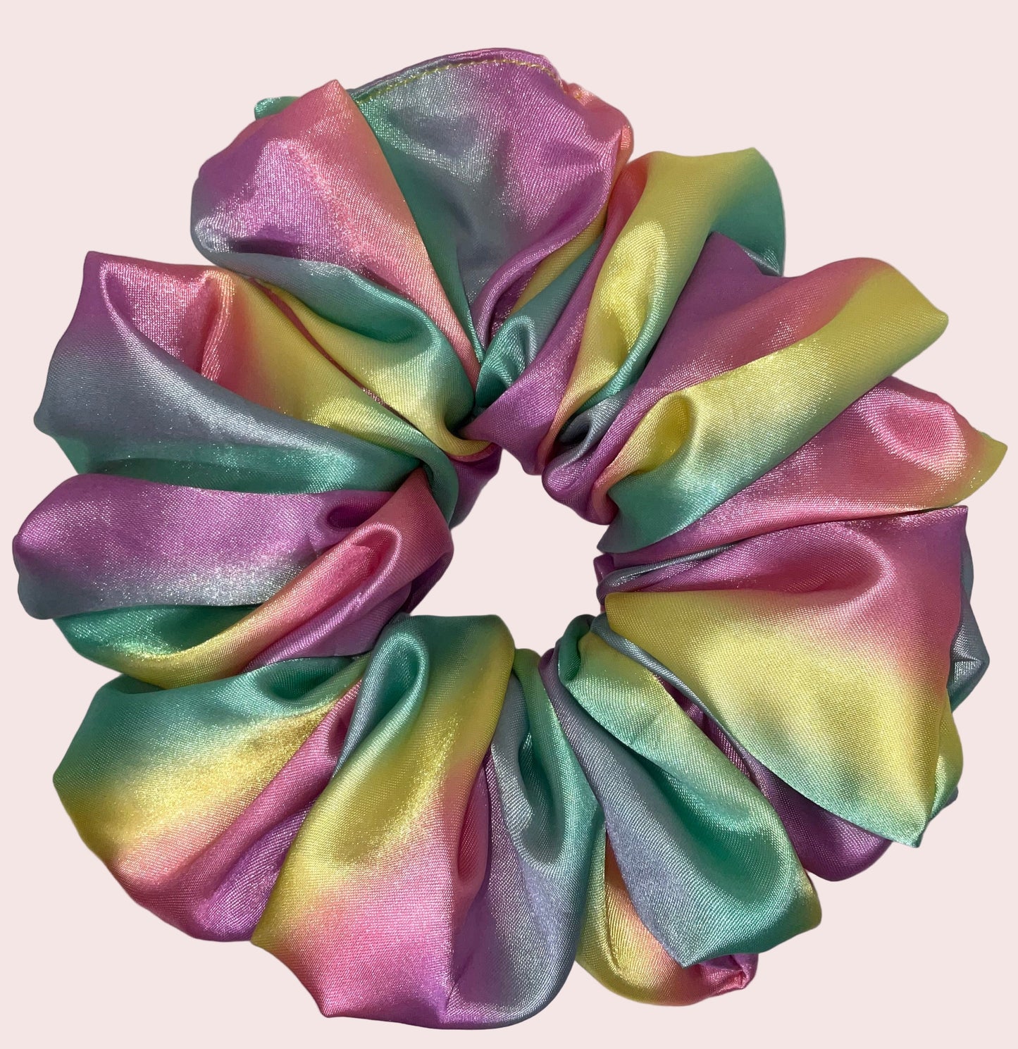 The Rainbow Satin Hair Scrunchies