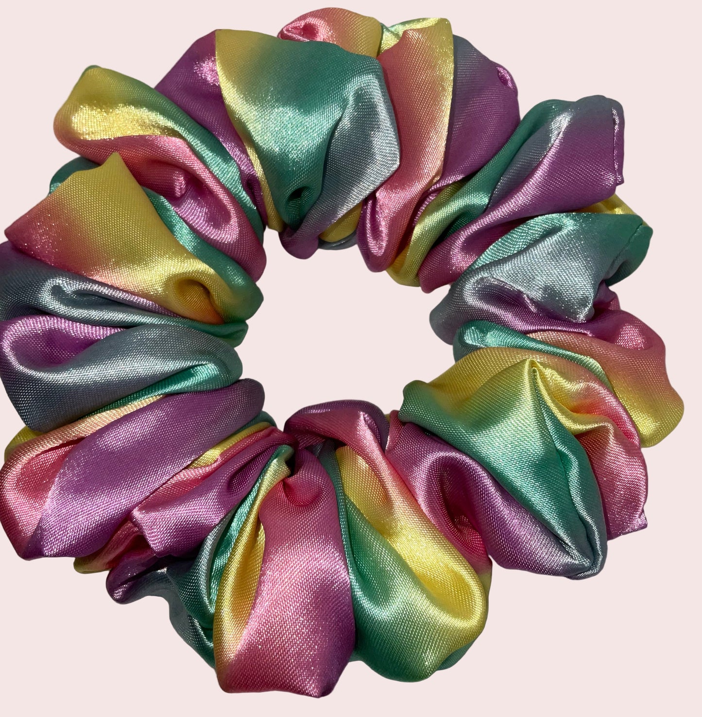 The Rainbow Satin Hair Scrunchies