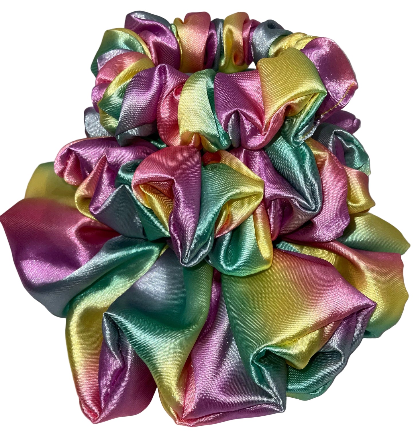 The Rainbow Satin Hair Scrunchies