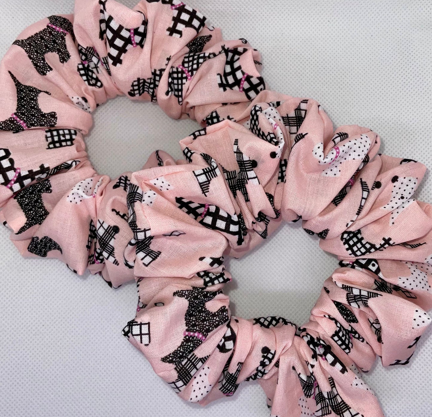 Pink Scotty Dog Hair Scrunchies