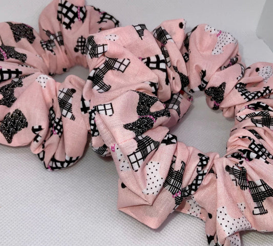 Pink Scotty Dog Hair Scrunchies