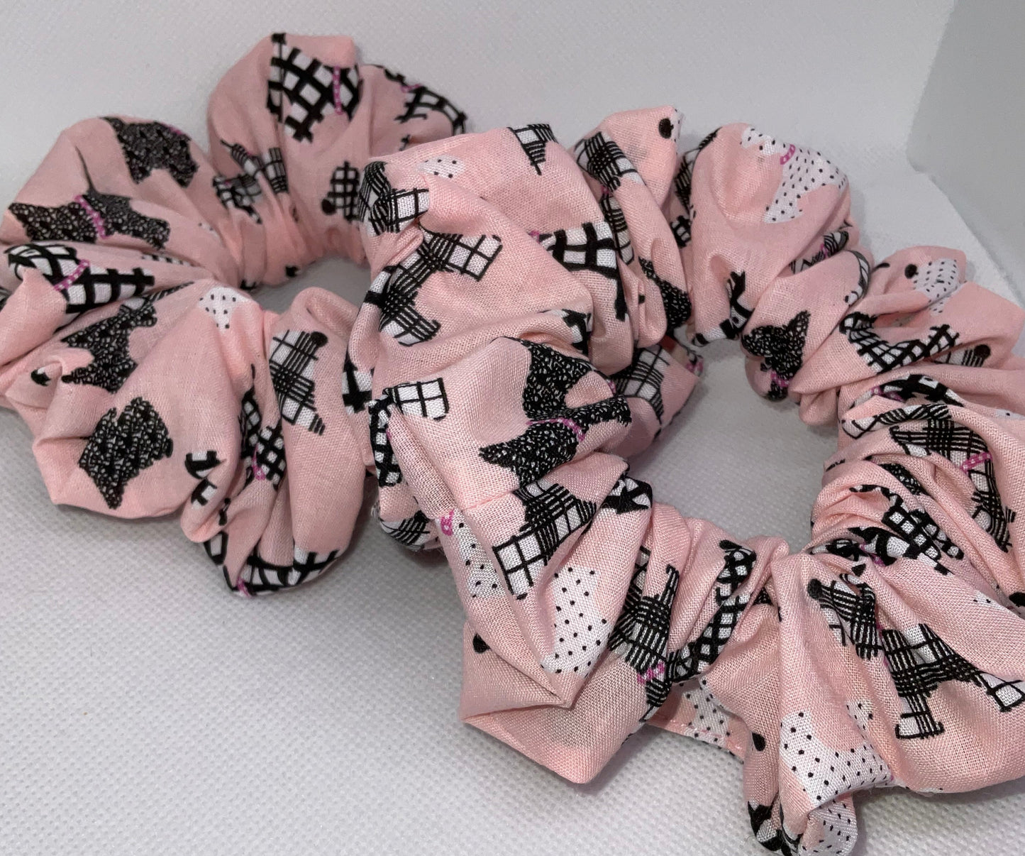 Pink Scotty Dog Hair Scrunchies