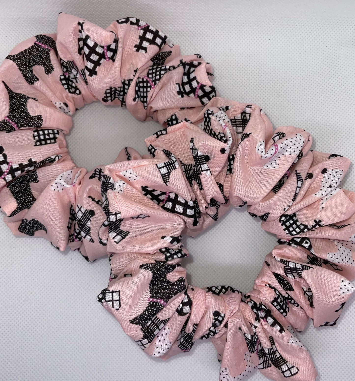 Pink Scotty Dog Hair Scrunchies