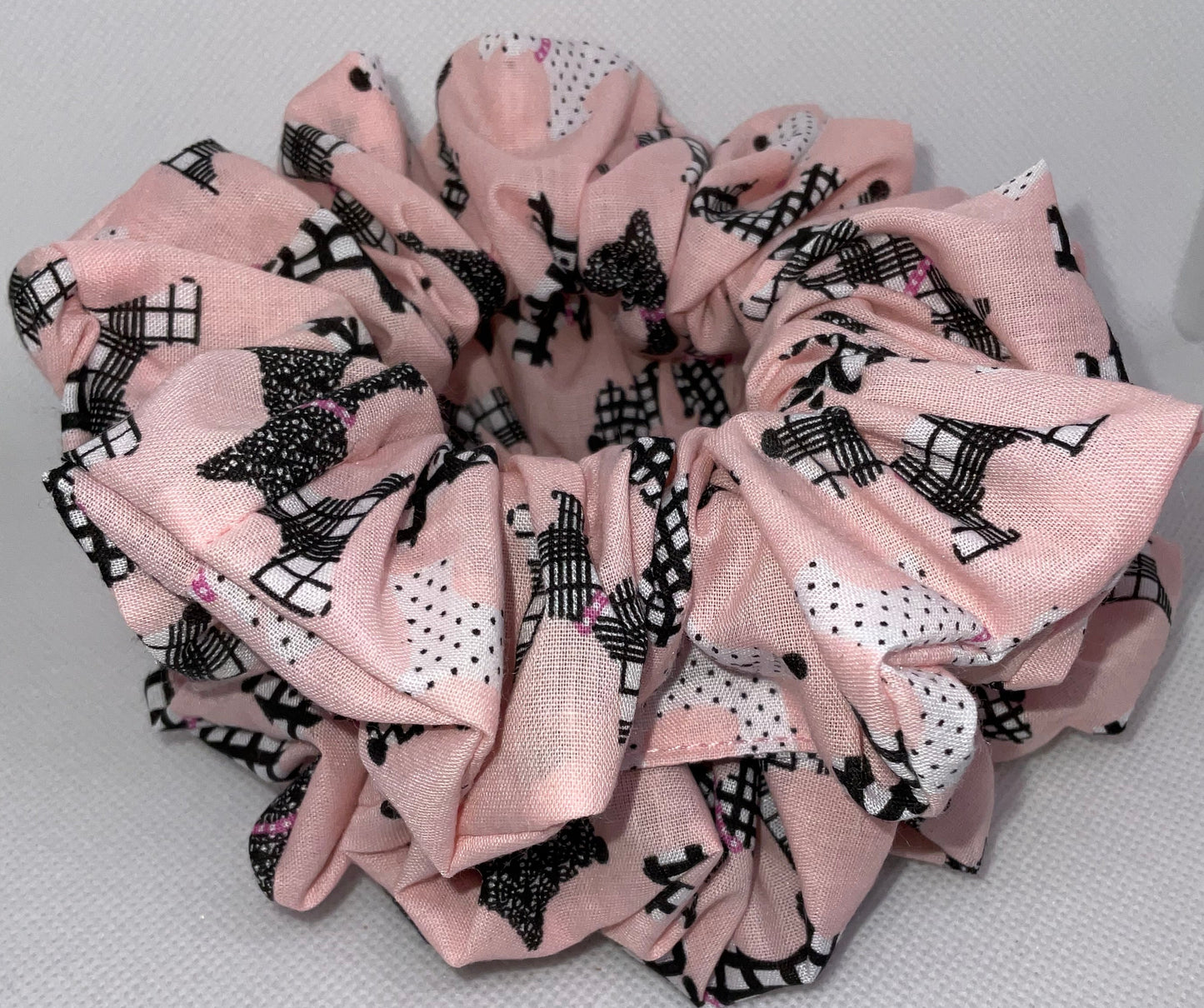 Pink Scotty Dog Hair Scrunchies