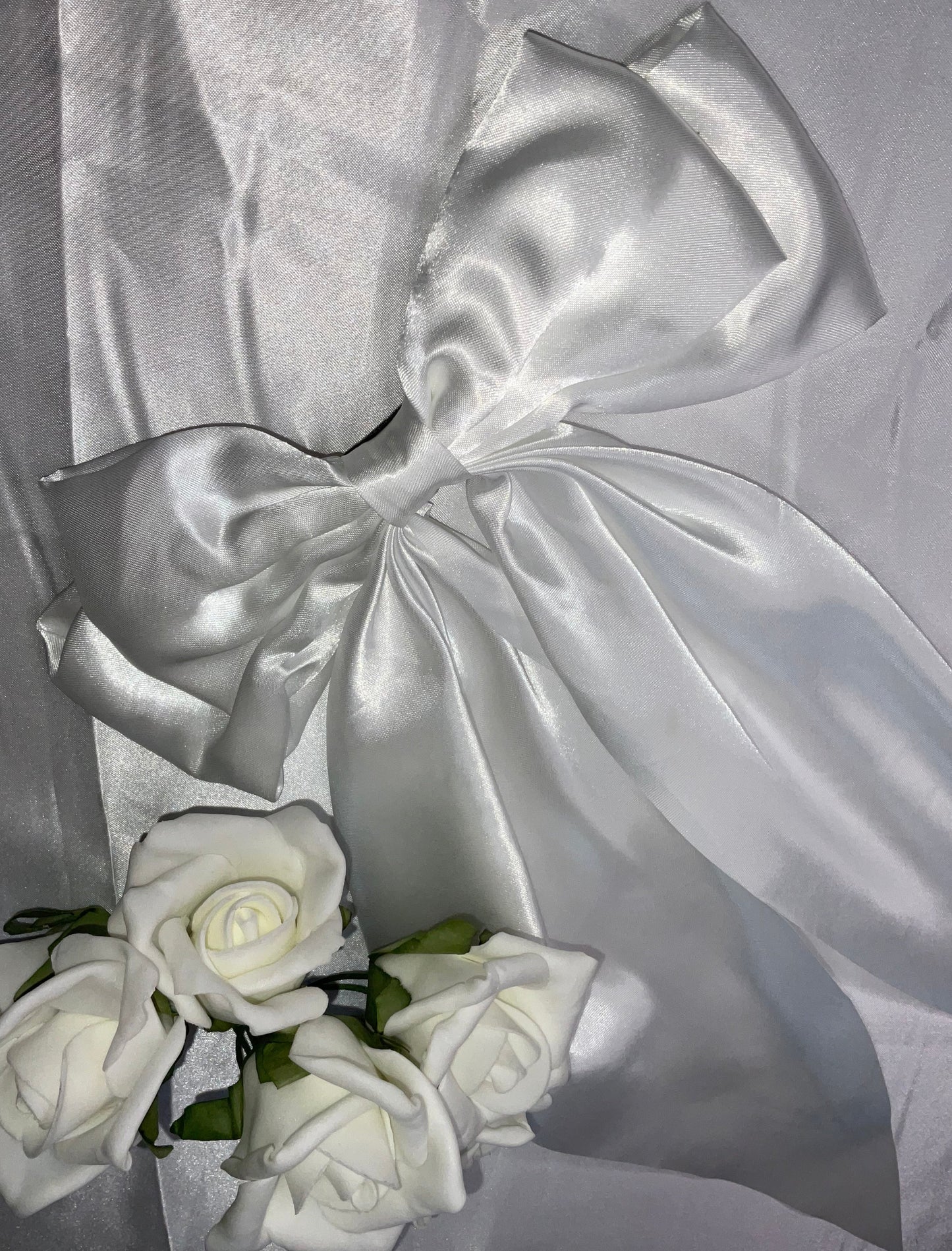White Oversized Satin Bow Hair Clip