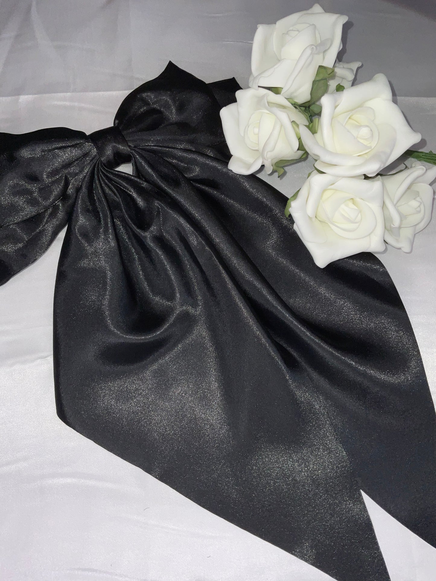Black Oversized Satin Bow Hair Clip