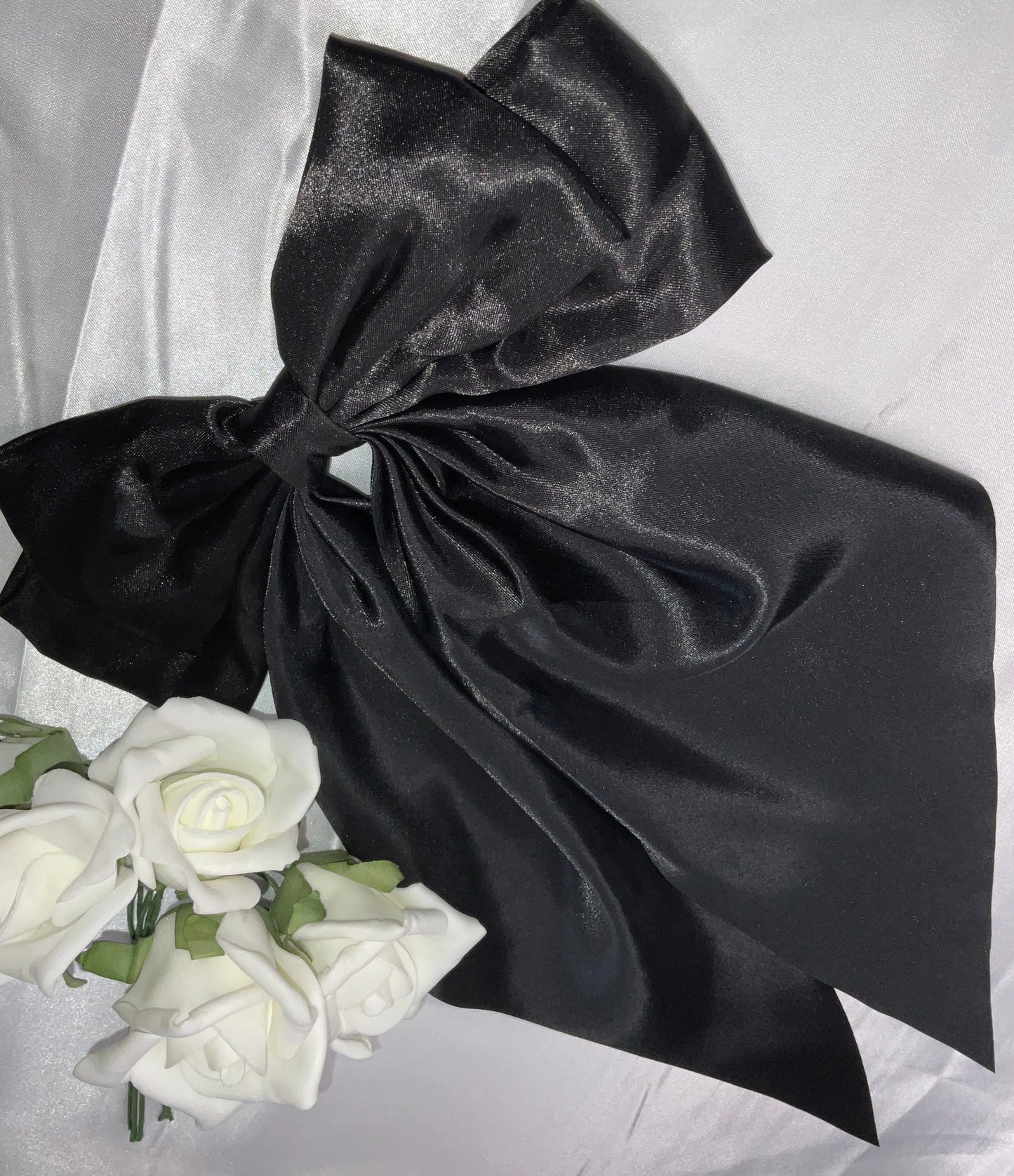 Black Oversized Satin Bow Hair Clip