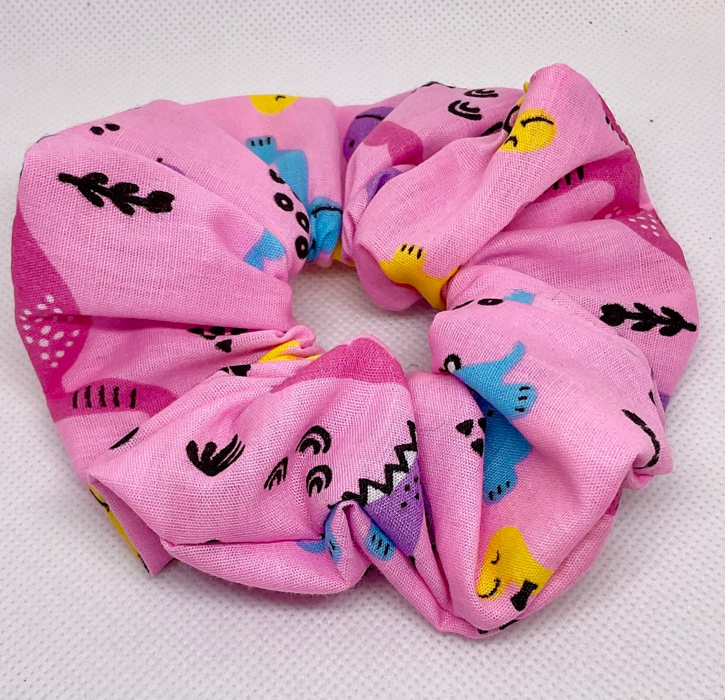 Pink Dinosaurs Hair Scrunchies