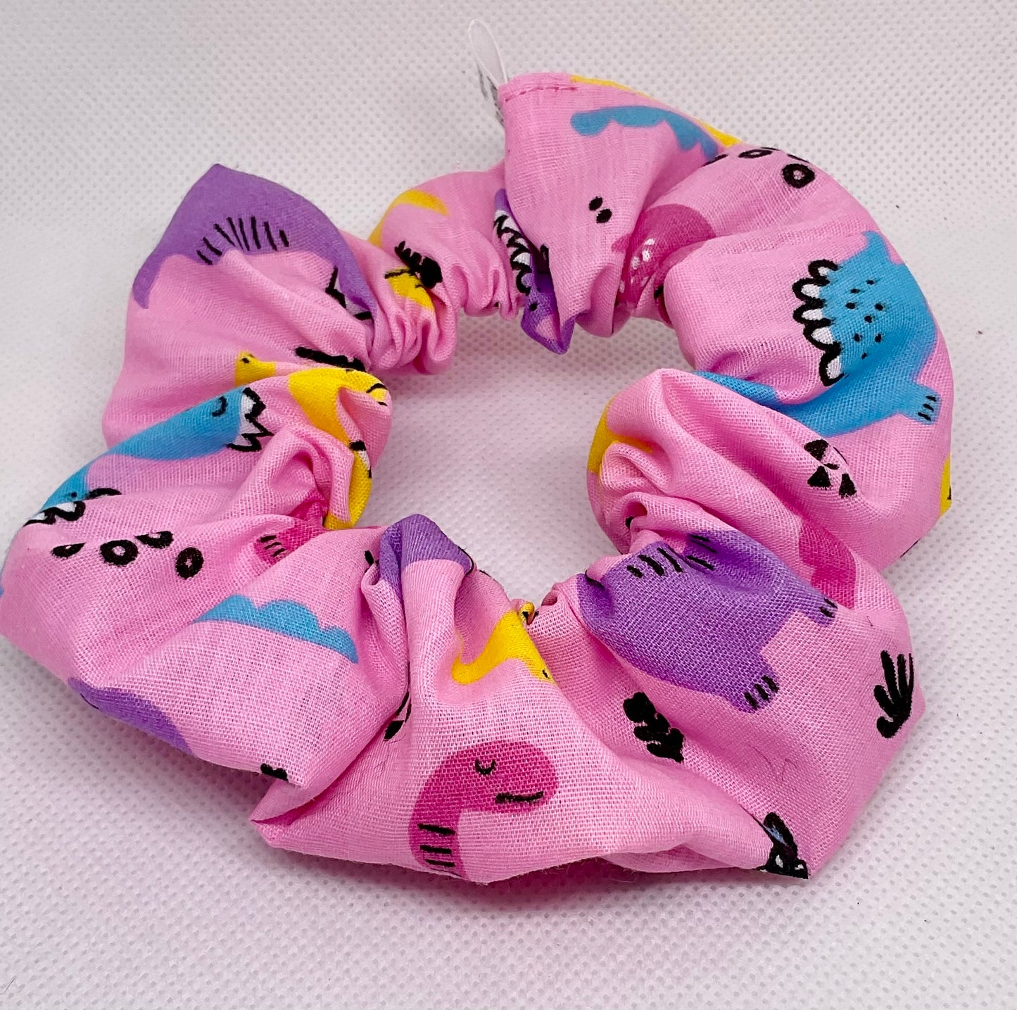 Pink Dinosaurs Hair Scrunchies