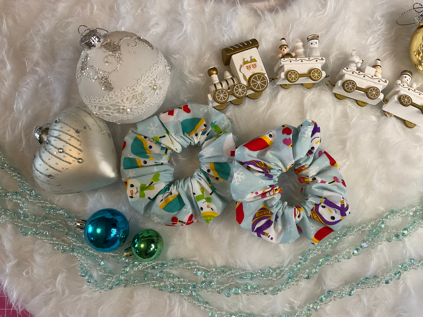 Christmas Snowmen Hair Scrunchies