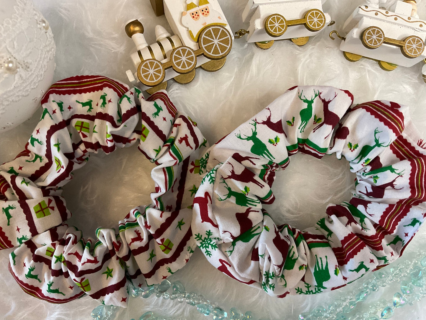 Reindeers And Gifts Christmas Hair Scrunchies