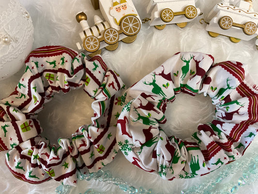 Reindeers And Gifts Christmas Hair Scrunchies