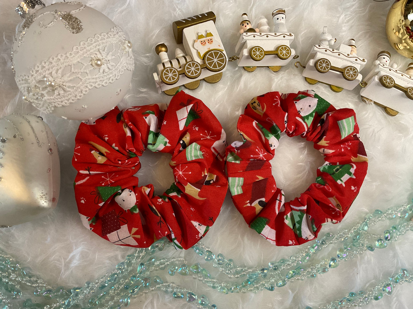 Children's Red Christmas Hair Scrunchies