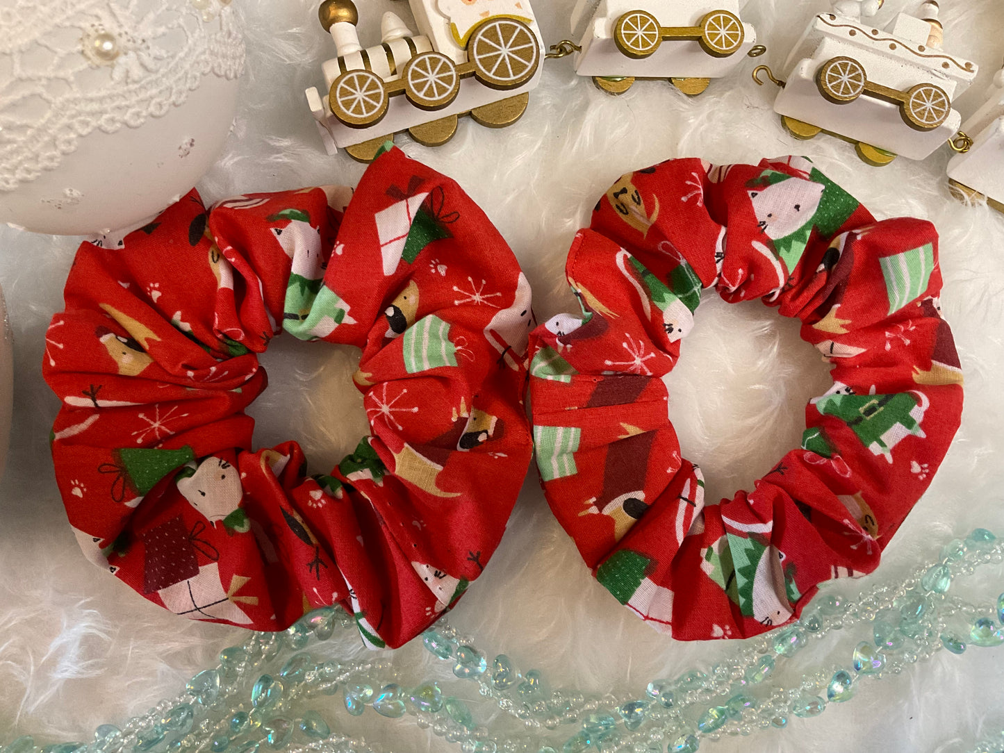 Children's Red Christmas Hair Scrunchies