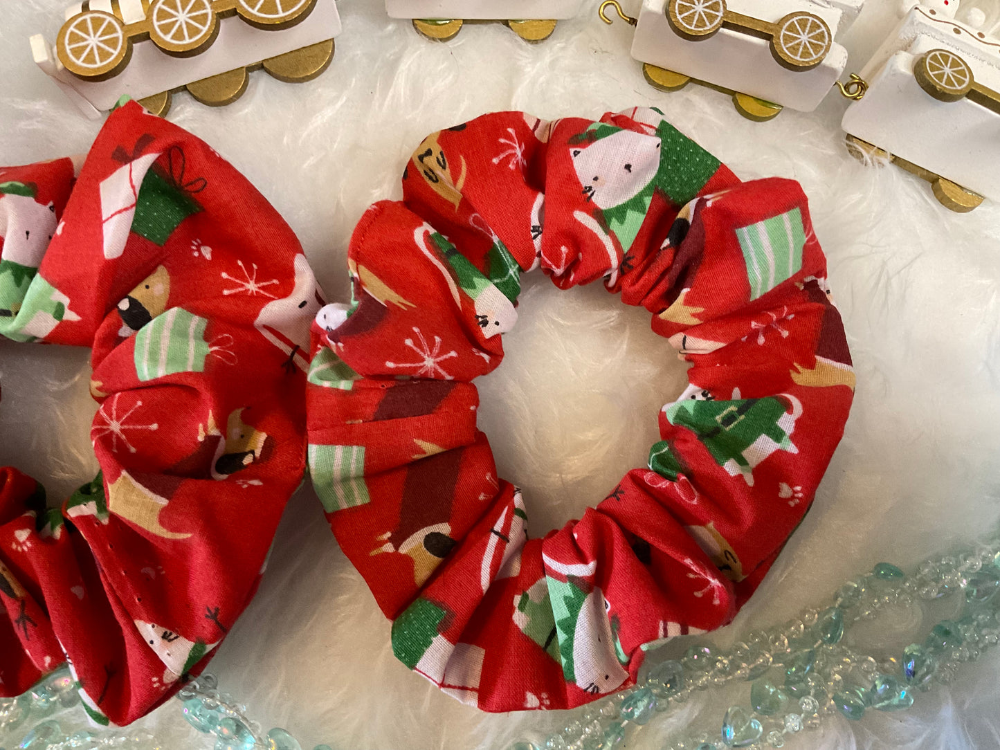 Children's Red Christmas Hair Scrunchies