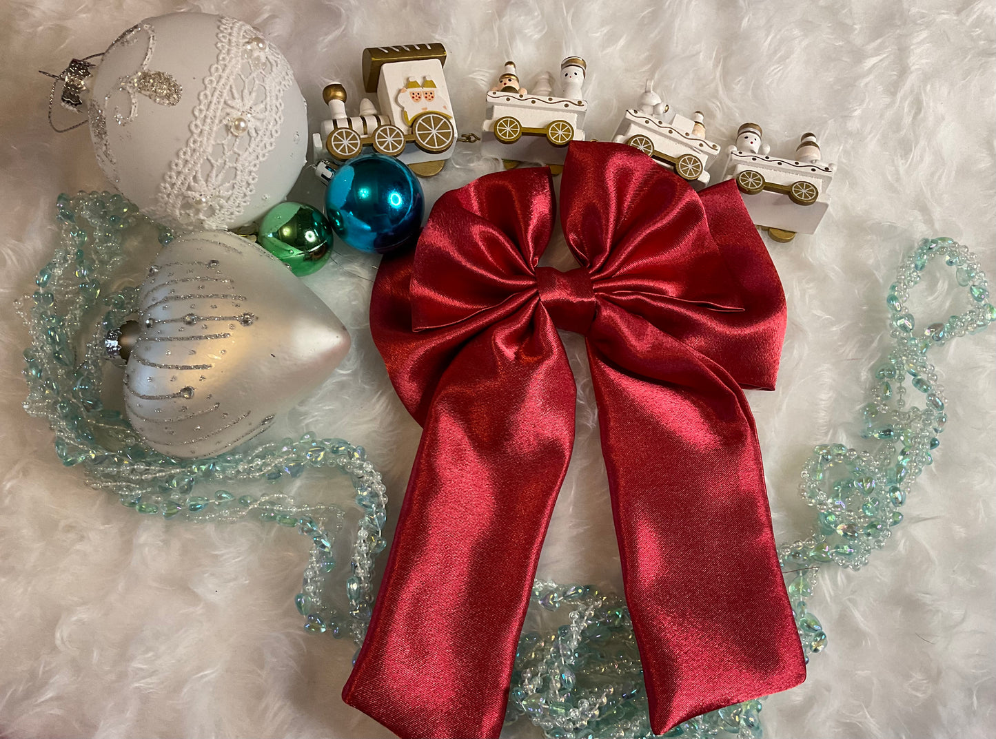Red Satin Bow Hair Clip