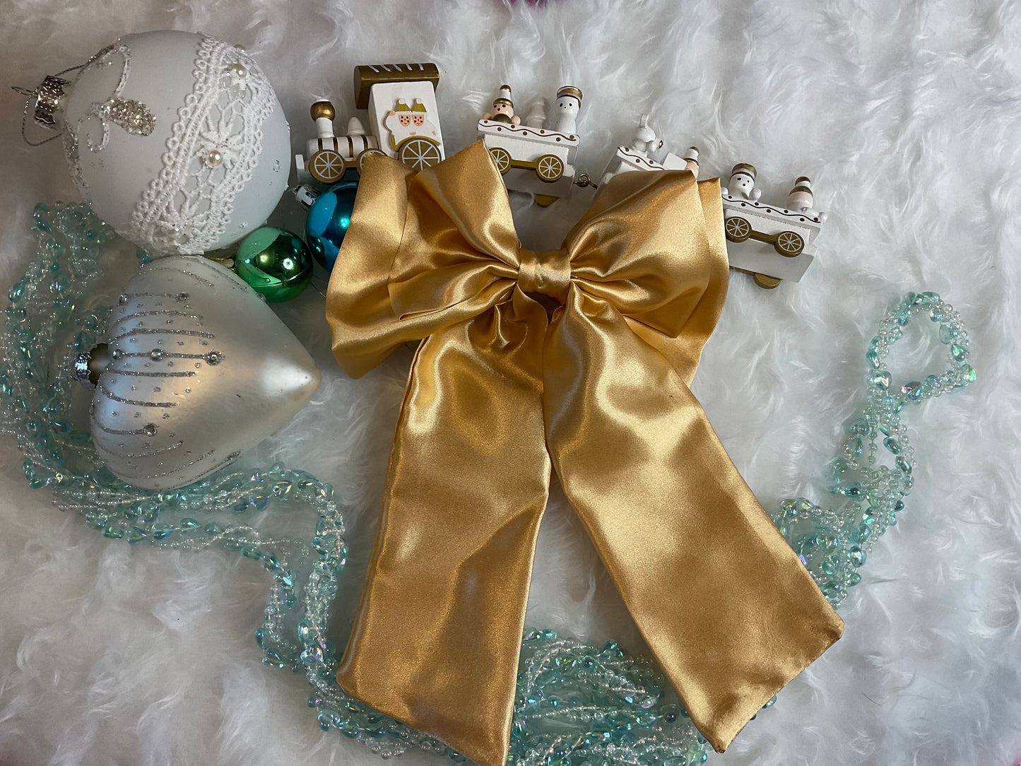 Gold Satin Bow Hair Clip