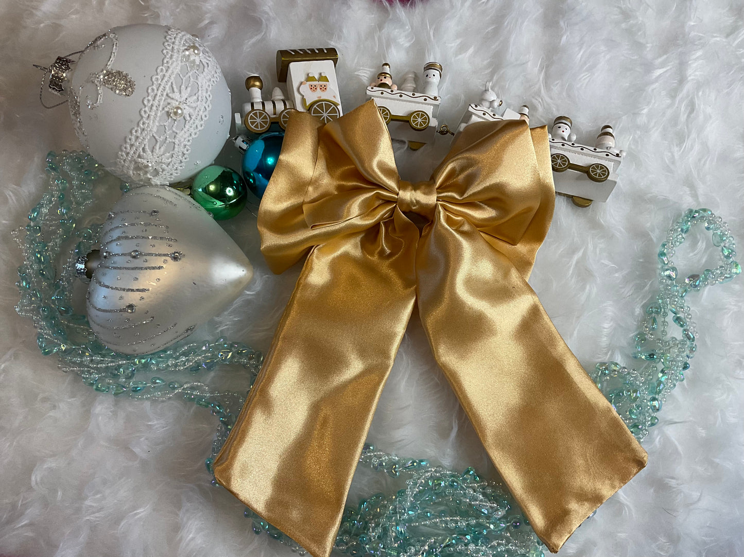 Gold Satin Bow Hair Clip