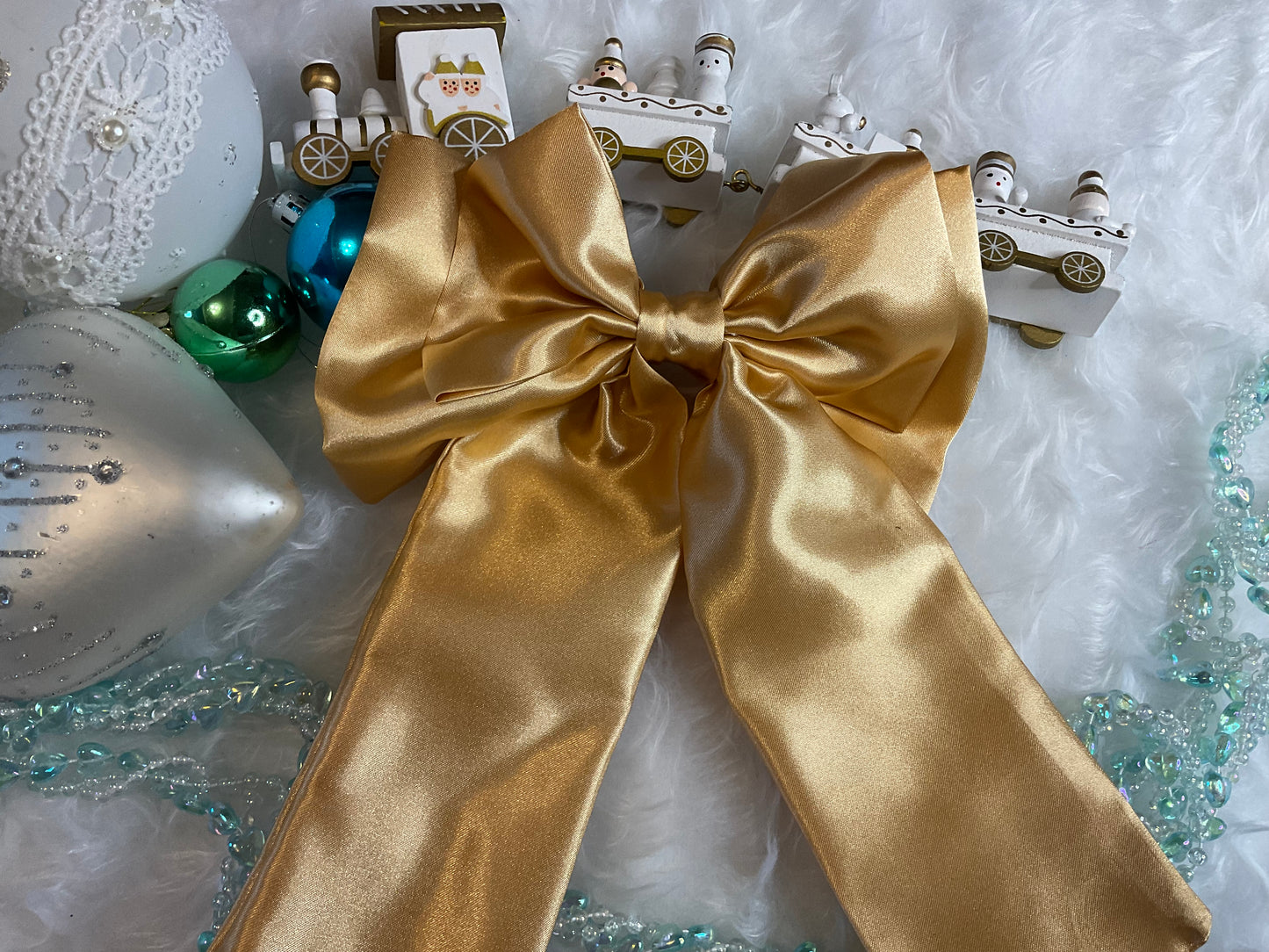 Gold Satin Bow Hair Clip