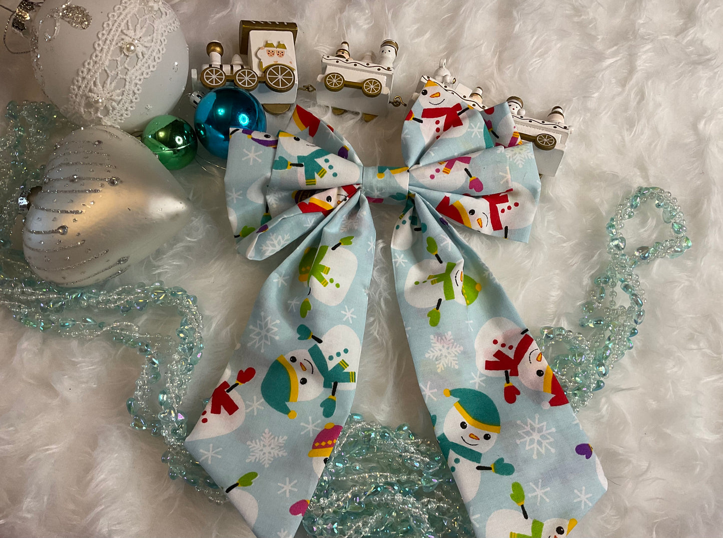 The Christmas Snowman Hair Bow Clip