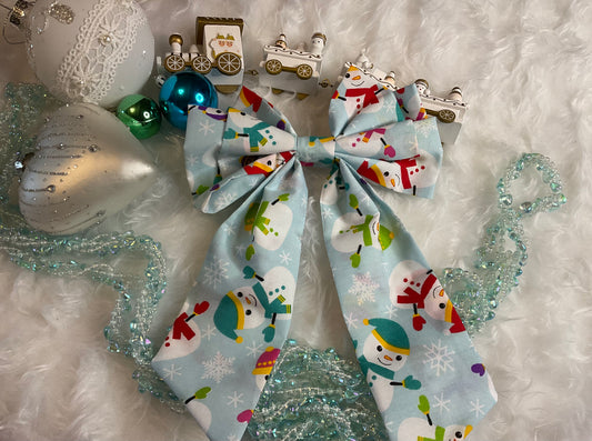 The Christmas Snowman Hair Bow Clip