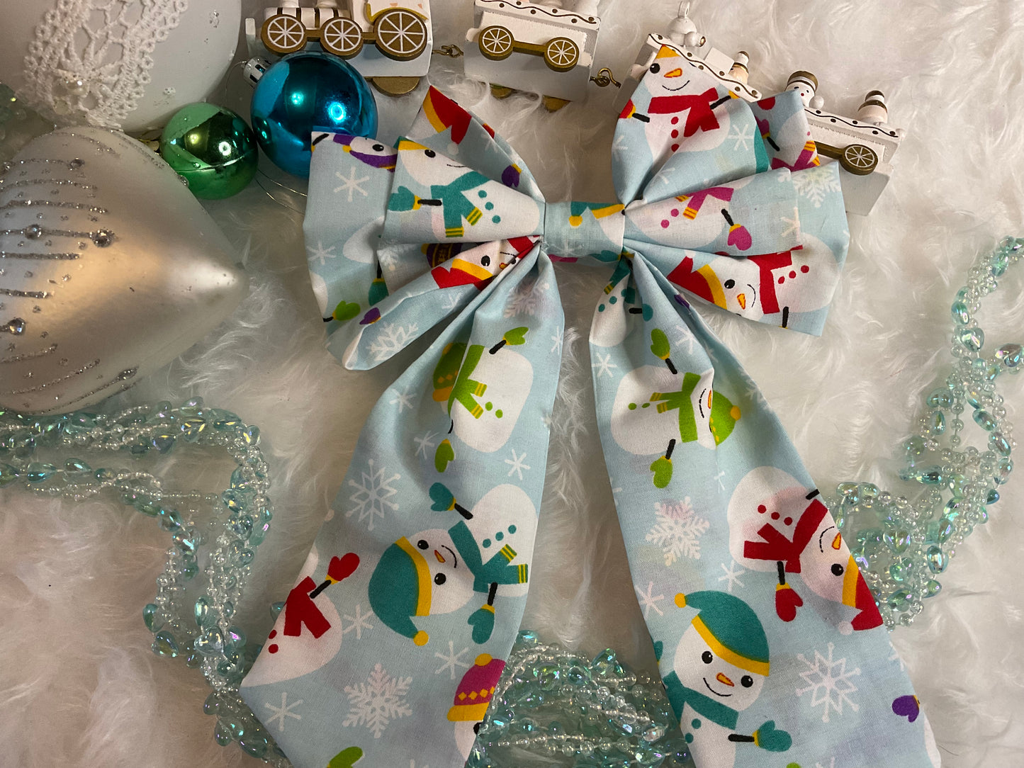 The Christmas Snowman Hair Bow Clip