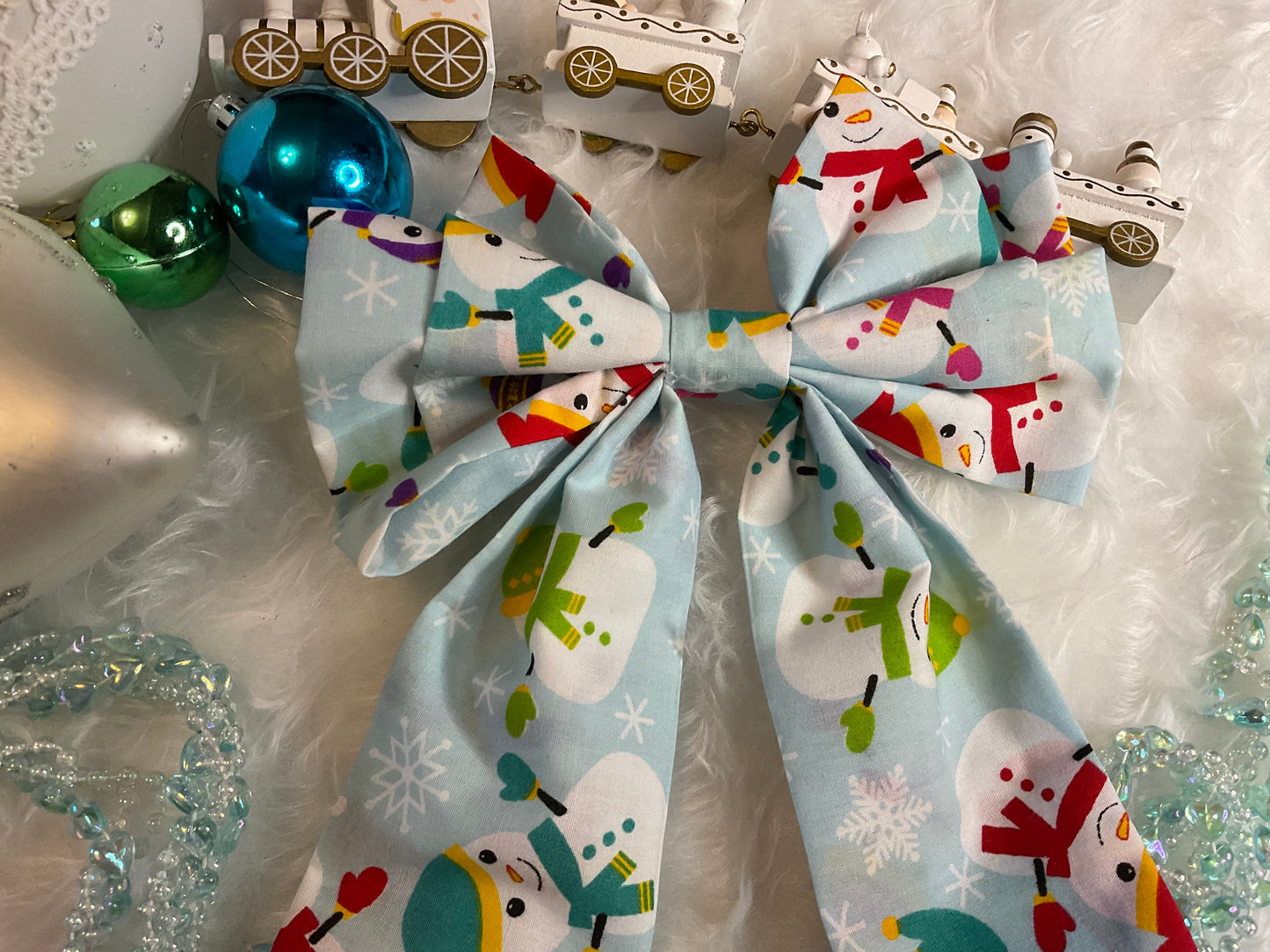 The Christmas Snowman Hair Bow Clip