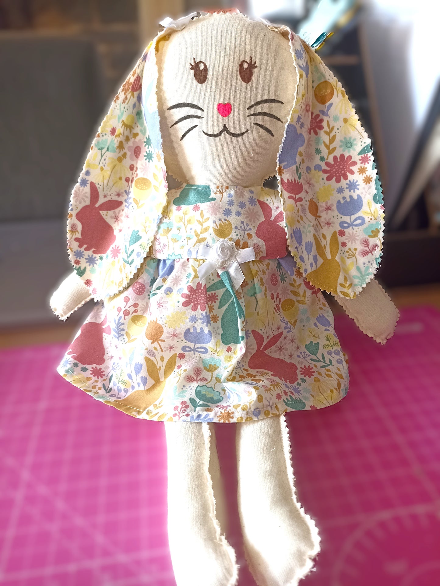 Introducing Mitzy and Buddy our Handmade Easter Bunnies With Backpack Extra Outfit Children Easter Gift Child Cuddly Toy Easter Time Soft Toy Fabric Springtime Bunny Rabbit