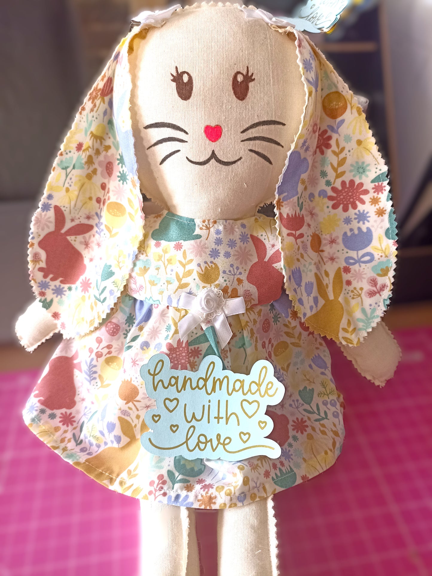 Introducing Mitzy and Buddy our Handmade Easter Bunnies With Backpack Extra Outfit Children Easter Gift Child Cuddly Toy Easter Time Soft Toy Fabric Springtime Bunny Rabbit