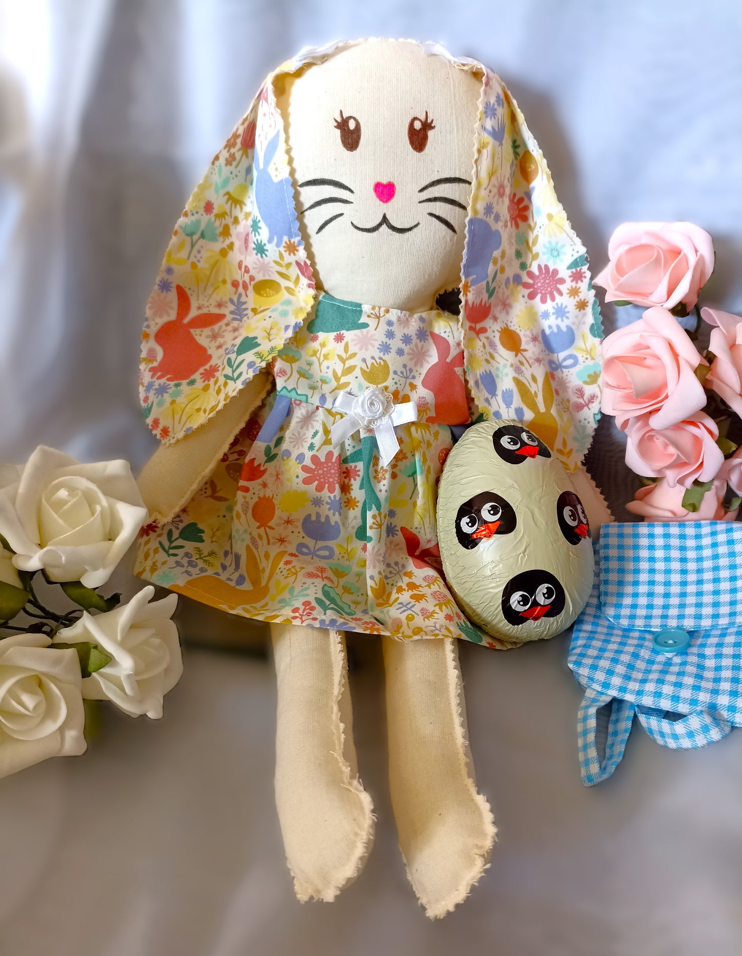 Introducing Mitzy and Buddy our Handmade Easter Bunnies With Backpack Extra Outfit Children Easter Gift Child Cuddly Toy Easter Time Soft Toy Fabric Springtime Bunny Rabbit