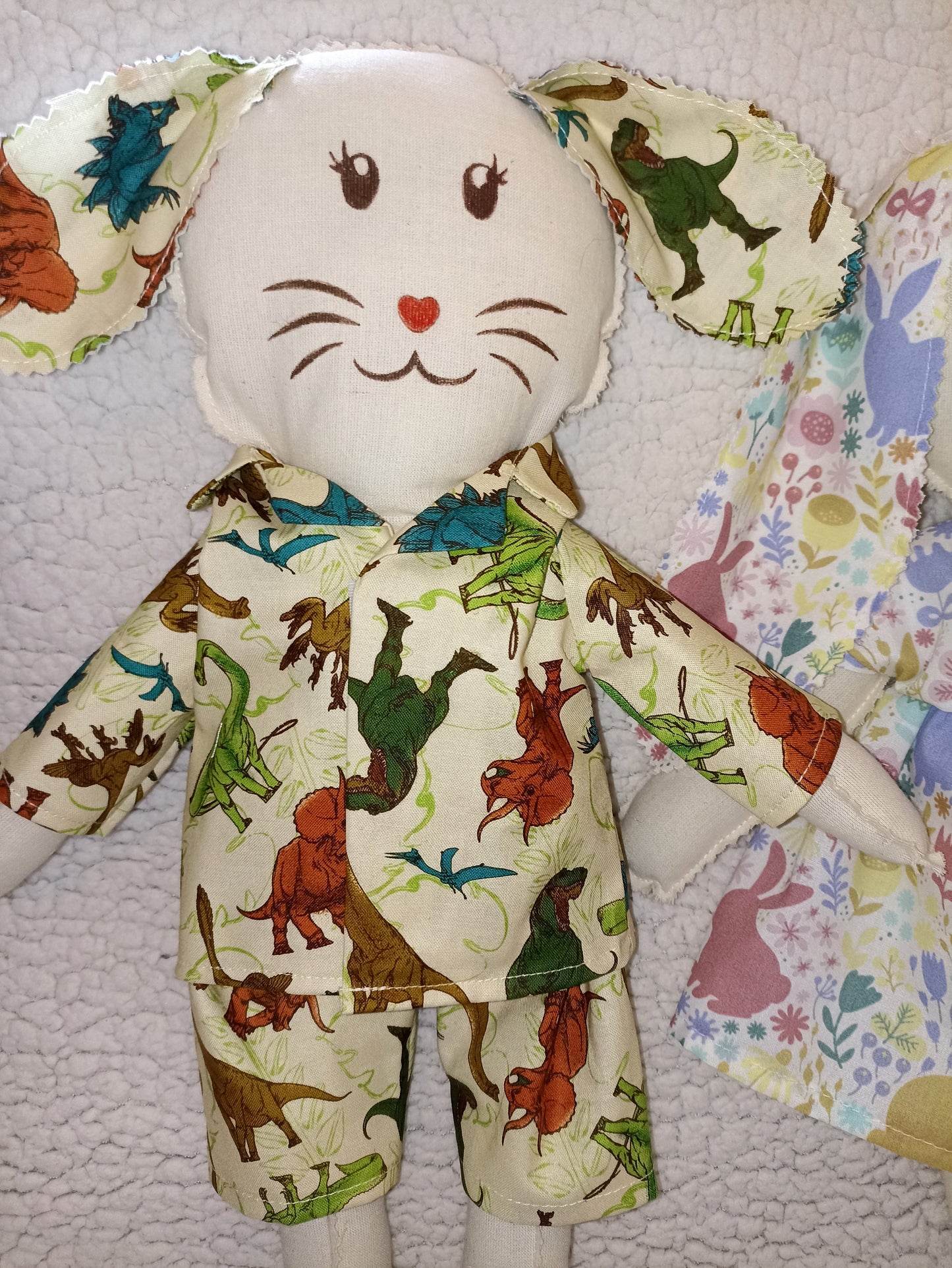 Introducing Mitzy and Buddy our Handmade Easter Bunnies With Backpack Extra Outfit Children Easter Gift Child Cuddly Toy Easter Time Soft Toy Fabric Springtime Bunny Rabbit