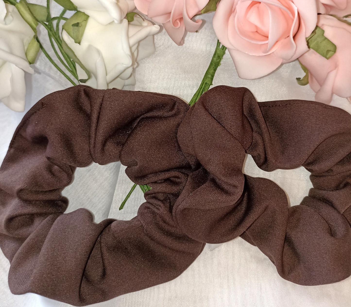 Chocolate Brown Soft Stretch Hair Scrunchies