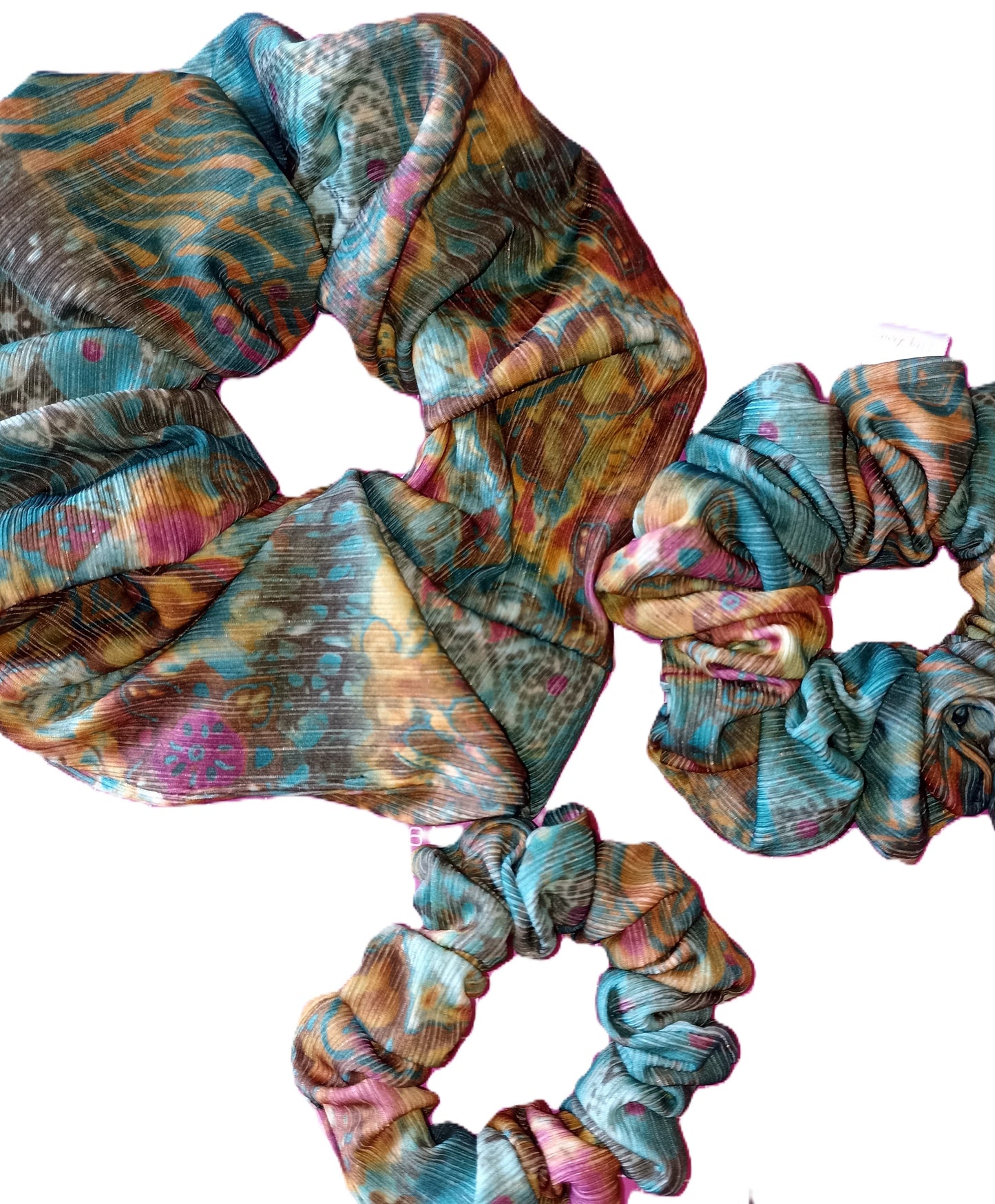 Green Patterned Soft Stretch Hair Scrunchies