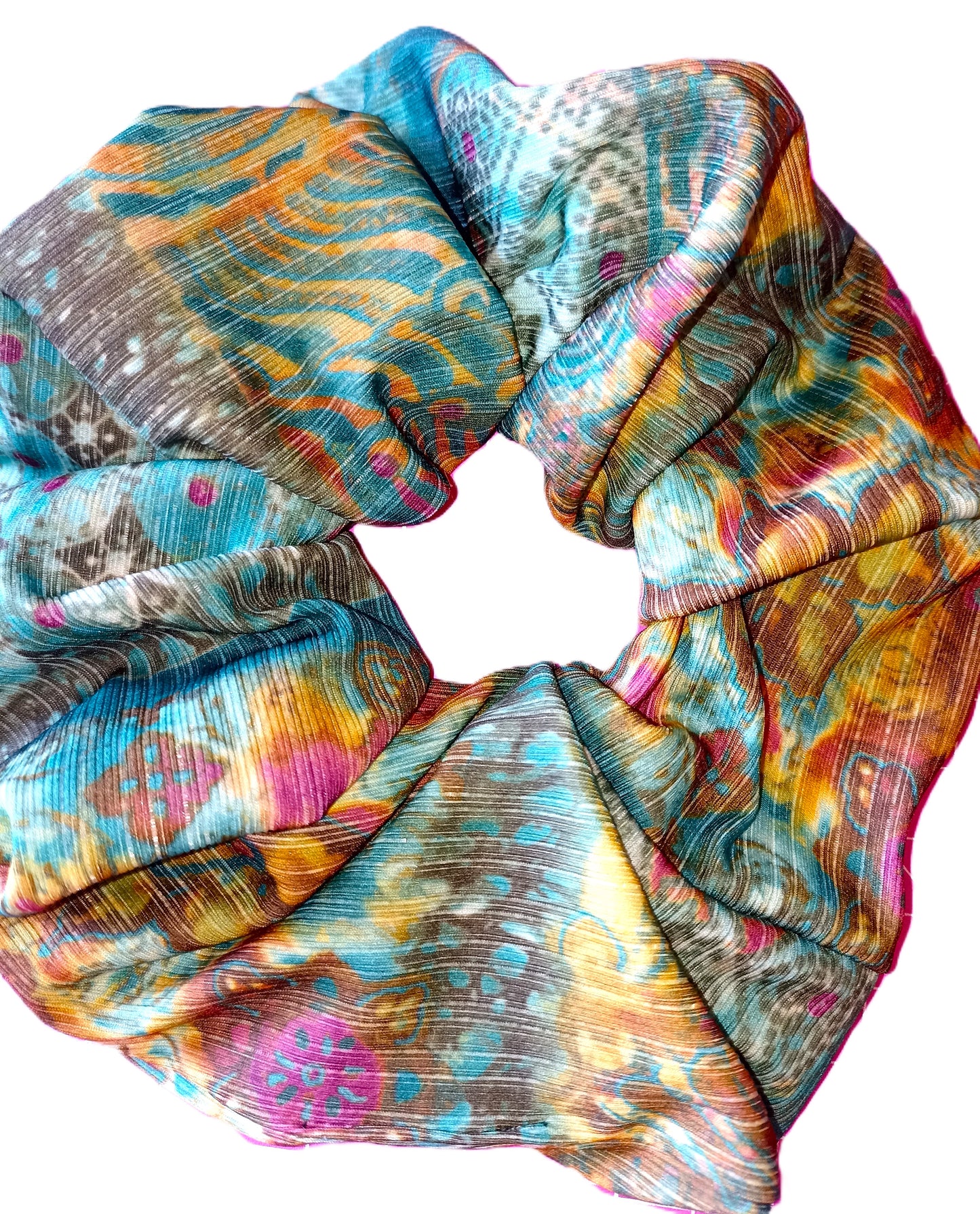 Green Patterned Soft Stretch Hair Scrunchies