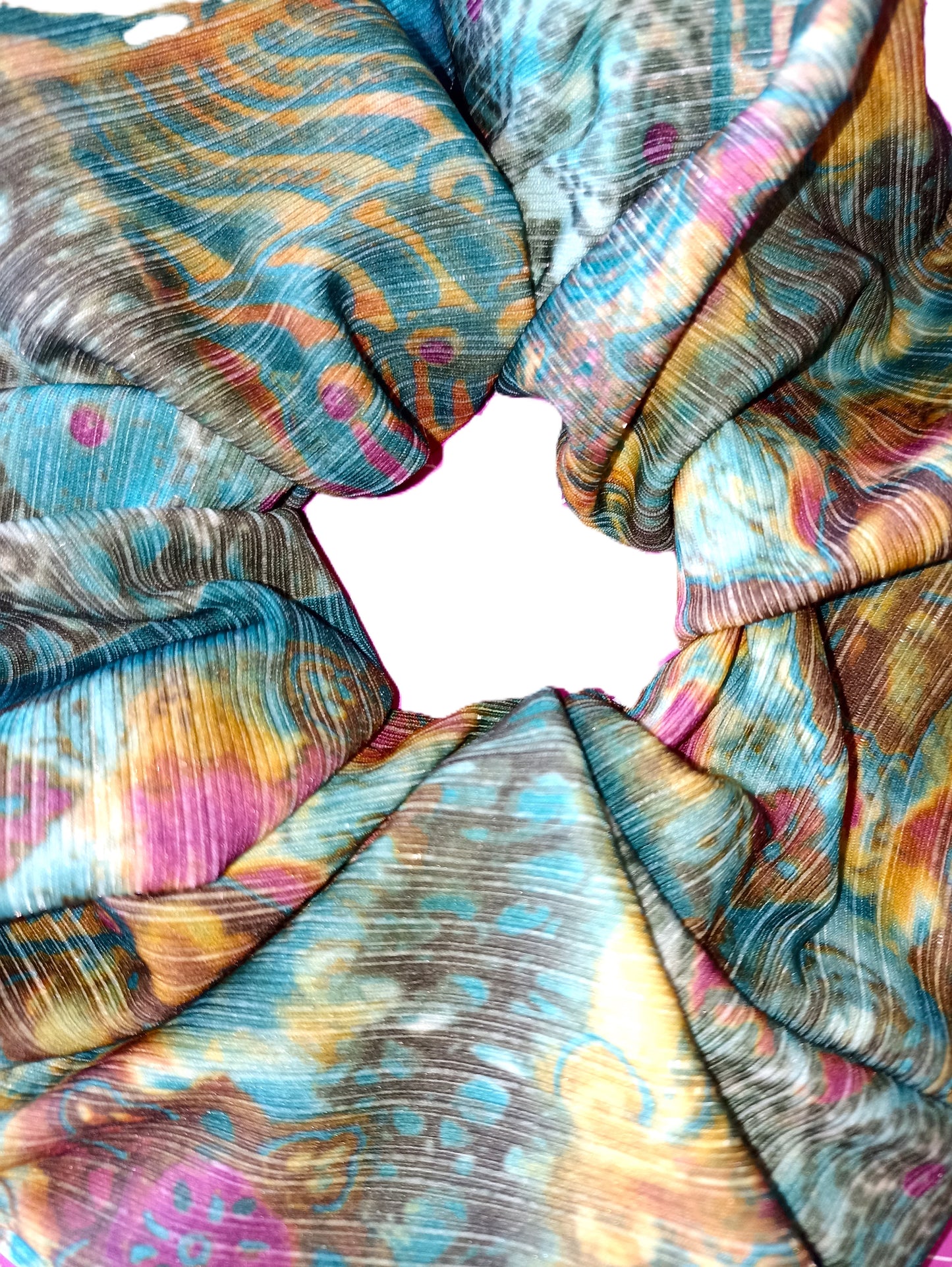 Green Patterned Soft Stretch Hair Scrunchies